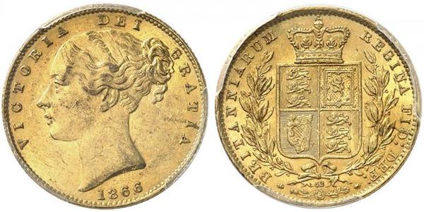 1 Соверен Соединённое королевство Великобритании и Ирландии (1801-1922) Золото Виктория (1819 - 1901)