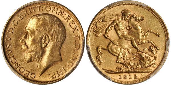 1 Соверен Соединённое королевство Великобритании и Ирландии (1801-1922) Золото Георг V (1865-1936)