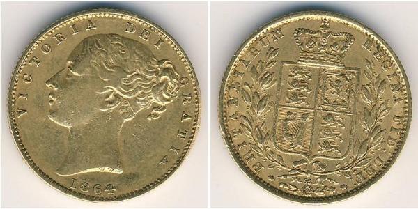 1 Соверен Соединённое королевство Великобритании и Ирландии (1801-1922) Золото Виктория (1819 - 1901)
