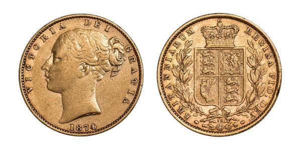 1 Соверен Соединённое королевство Великобритании и Ирландии (1801-1922) Золото Виктория (1819 - 1901)
