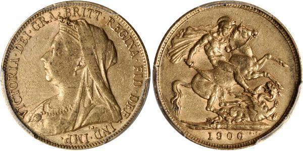 1 Соверен Соединённое королевство Великобритании и Ирландии (1801-1922) Золото Виктория (1819 - 1901)