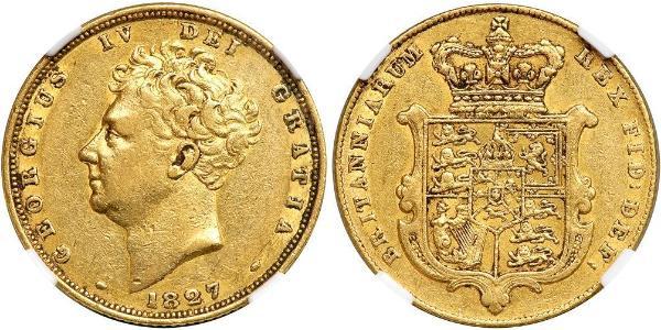 1 Соверен Соединённое королевство Великобритании и Ирландии (1801-1922) Золото Георг IV (1762-1830)