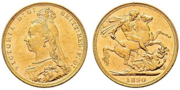 1 Соверен Соединённое королевство Великобритании и Ирландии (1801-1922) Золото Виктория (1819 - 1901)