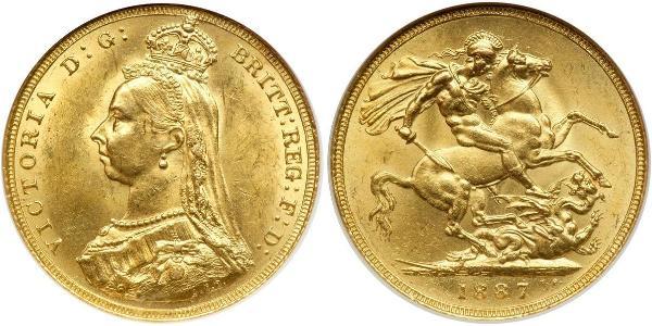 1 Соверен Соединённое королевство Великобритании и Ирландии (1801-1922) Золото Виктория (1819 - 1901)