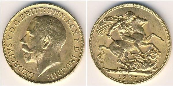 1 Соверен Соединённое королевство Великобритании и Ирландии (1801-1922) Золото Георг V (1865-1936)