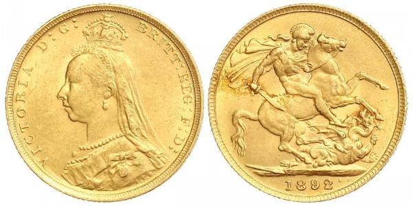 1 Соверен Соединённое королевство Великобритании и Ирландии (1801-1922) Золото Виктория (1819 - 1901)