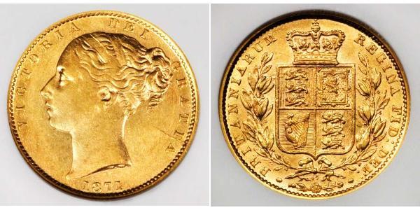 1 Соверен Сполучене королівство Великобританії та Ірландії (1801-1922) Золото Вікторія (1819 - 1901)