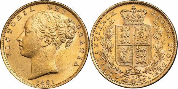 1 Соверен Сполучене королівство Великобританії та Ірландії (1801-1922) Золото Вікторія (1819 - 1901)