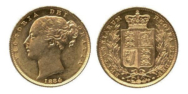 1 Соверен Сполучене королівство Великобританії та Ірландії (1801-1922) Золото Вікторія (1819 - 1901)