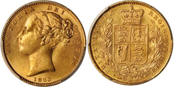 1 Соверен Сполучене королівство Великобританії та Ірландії (1801-1922) Золото Вікторія (1819 - 1901)