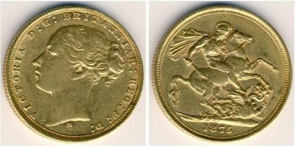 1 Соверен Сполучене королівство Великобританії та Ірландії (1801-1922) Золото Вікторія (1819 - 1901)
