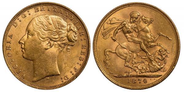 1 Соверен Сполучене королівство Великобританії та Ірландії (1801-1922) Золото Вікторія (1819 - 1901)