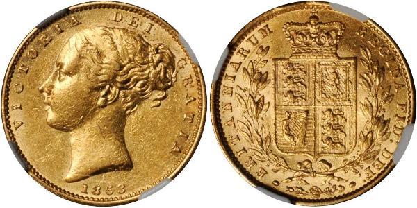 1 Соверен Сполучене королівство Великобританії та Ірландії (1801-1922) Золото Вікторія (1819 - 1901)
