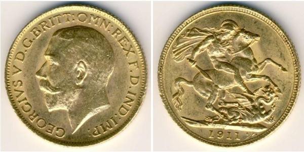 1 Соверен Сполучене королівство Великобританії та Ірландії (1801-1922) Золото Георг V (1865-1936)