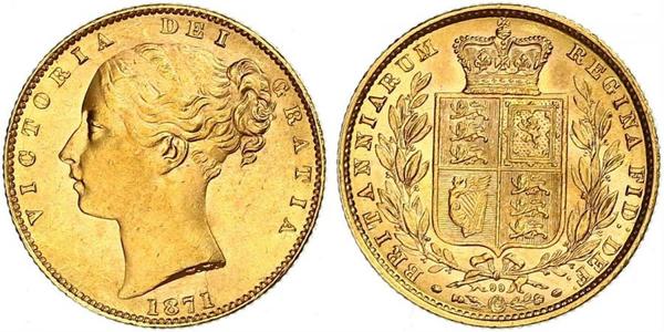 1 Соверен Сполучене королівство Великобританії та Ірландії (1801-1922) Золото Вікторія (1819 - 1901)