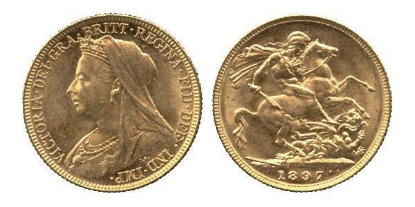 1 Соверен Сполучене королівство Великобританії та Ірландії (1801-1922) Золото Вікторія (1819 - 1901)
