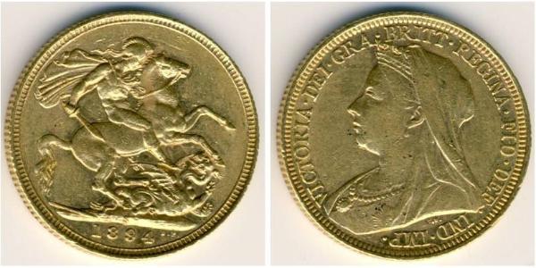 1 Соверен Сполучене королівство Великобританії та Ірландії (1801-1922) Золото Вікторія (1819 - 1901)
