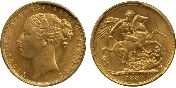 1 Соверен Сполучене королівство Великобританії та Ірландії (1801-1922) Золото Вікторія (1819 - 1901)