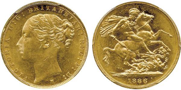 1 Соверен Сполучене королівство Великобританії та Ірландії (1801-1922) Золото Вікторія (1819 - 1901)