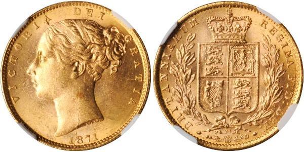 1 Соверен Сполучене королівство Великобританії та Ірландії (1801-1922) Золото Вікторія (1819 - 1901)