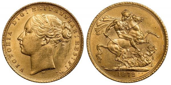1 Соверен Сполучене королівство Великобританії та Ірландії (1801-1922) Золото Вікторія (1819 - 1901)