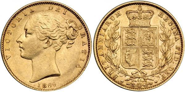 1 Соверен Сполучене королівство Великобританії та Ірландії (1801-1922) Золото Вікторія (1819 - 1901)
