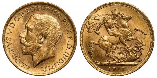 1 Соверен Сполучене королівство Великобританії та Ірландії (1801-1922) Золото Георг V (1865-1936)