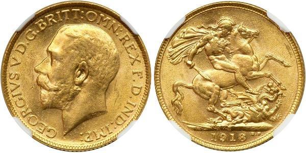 1 Соверен Сполучене королівство Великобританії та Ірландії (1801-1922) Золото Георг V (1865-1936)