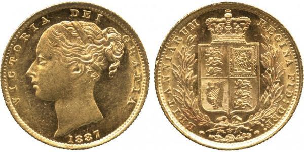 1 Соверен Сполучене королівство Великобританії та Ірландії (1801-1922) Золото Вікторія (1819 - 1901)