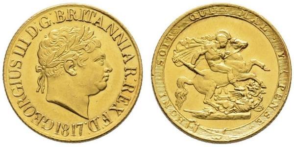 1 Соверен Сполучене королівство Великобританії та Ірландії (1801-1922) / Велика Британія  Золото Георг III (1738-1820)