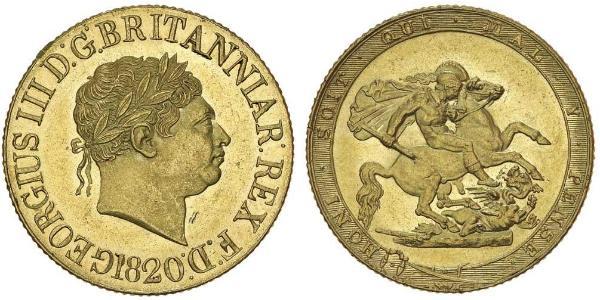 1 Соверен Сполучене королівство Великобританії та Ірландії (1801-1922) / Велика Британія  Золото Георг III (1738-1820)