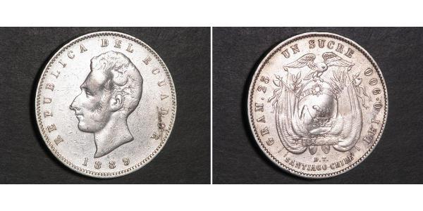 1 Сукре Эквадор Серебро Сукре, Антонио Хосе (1795 - 1830)