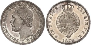 1 Талер Duchy of Mecklenburg-Schwerin (1352-1918) Серебро Фридрих Вильгельм II (великий герцог Мекленбург-Стрелица)