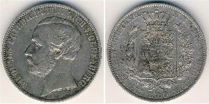 1 Талер Grand Duchy of Oldenburg (1814 - 1918) Серебро Пётр II Ольденбургский (1827 - 1900)