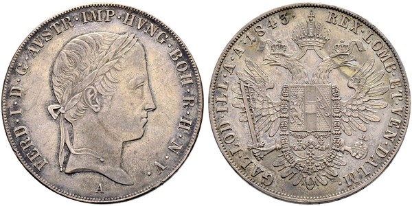 1 Талер Австрийская империя (1804-1867) Серебро Ferdinand I of Austria (1793 - 1875)