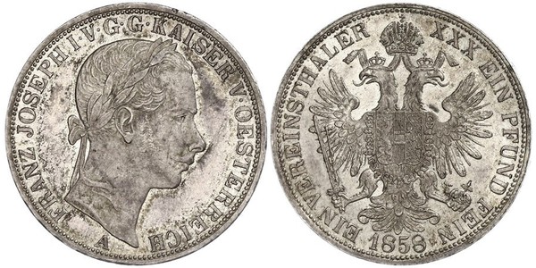 1 Талер Австрийская империя (1804-1867) Серебро Франц Иосиф I (1830 - 1916)