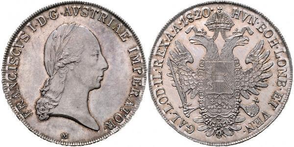 1 Талер Австрийская империя (1804-1867) Серебро Francis II, Holy Roman Emperor (1768 - 1835)