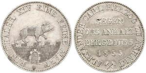 1 Талер Ангальт-Бернбург (1603 - 1863) Серебро Александр Карл ,герцог Ангальт-Бернбурга,(1805 – 1863)