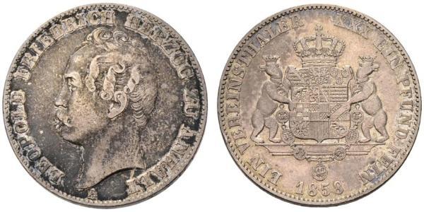 1 Талер Ангальт-Дессау (1603 -1863) Серебро Леопольд IV ,герцог Анхальта(1794 – 1871)