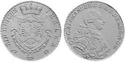 1 Талер Ансбах (княжество) (1398–1792) Серебро Charles Alexander, Margrave of Brandenburg-Ansbach (1736 – 1806)