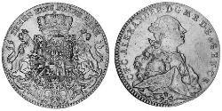 1 Талер Ансбах (княжество) (1398–1792) Серебро Charles Alexander, Margrave of Brandenburg-Ansbach (1736 – 1806)