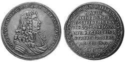 1 Талер Ансбах (княжество) (1398–1792) Серебро John Frederick, Margrave of Brandenburg-Ansbach (1654 – 1686)