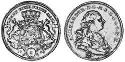 1 Талер Ансбах (княжество) (1398–1792) Серебро Charles Alexander, Margrave of Brandenburg-Ansbach (1736 – 1806)