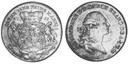 1 Талер Ансбах (княжество) (1398–1792) Серебро Charles Alexander, Margrave of Brandenburg-Ansbach (1736 – 1806)