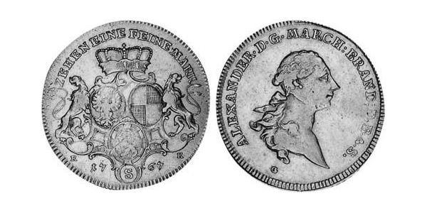 1 Талер Ансбах (княжество) (1398–1792) Серебро Charles Alexander, Margrave of Brandenburg-Ansbach (1736 – 1806)