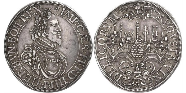 1 Талер Аугсбург (1276 - 1803) Серебро Ferdinand III, Holy Roman Emperor (1608-1657)