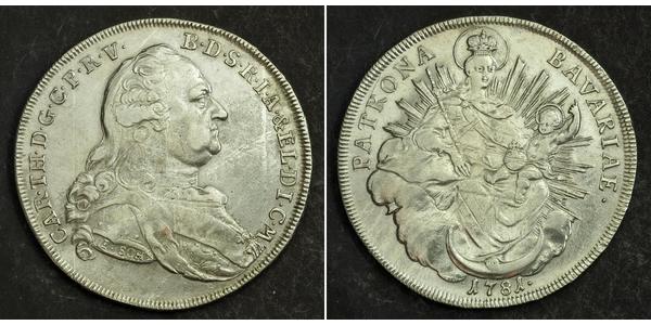 1 Талер Бавария (курфюршество) (1623 - 1806) Серебро Карл IV Теодор (1724 - 1799)