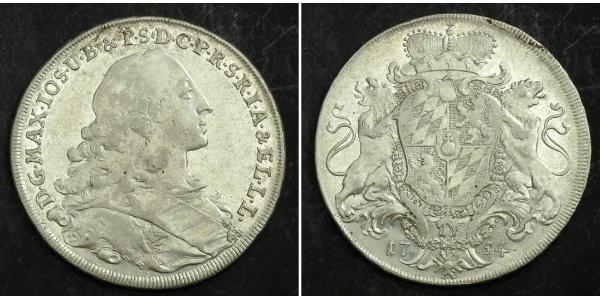 1 Талер Бавария (курфюршество) (1623 - 1806) Серебро Максимилиан III (курфюрст Баварии)(1727 – 1777)
