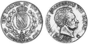 1 Талер Великое герцогство Баден (1806-1918) Серебро Людвиг I (великий герцог Бадена)(1763 - 1830)