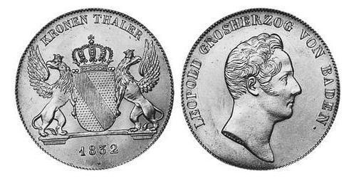 1 Талер Великое герцогство Баден (1806-1918) Серебро 
